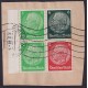 ALEMANIA 1934 ESTAMPILLAS SE-TENANT ZUSAMMENDRUCKE USADAS QUE SON MUCHO MAS RARAS MI. W69 + W70 MEDIA HOJA DE CARNET 14 EUROS + FRAGMENTO